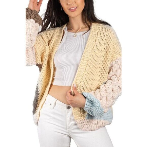 Saachi Colorblock Diamond Knit Cardigan One Size (Anthropologie) MSRP $168 - Picture 5 of 7